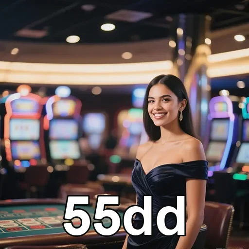 Imagem de um cassino, promovendo 55dd, site de jogos e apostas.
