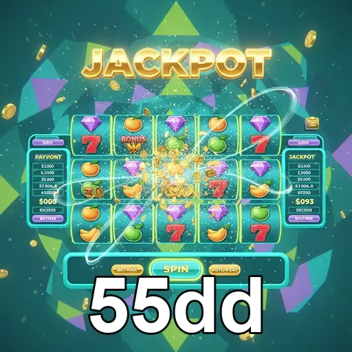 Tela de slot game na 55dd com símbolos coloridos
